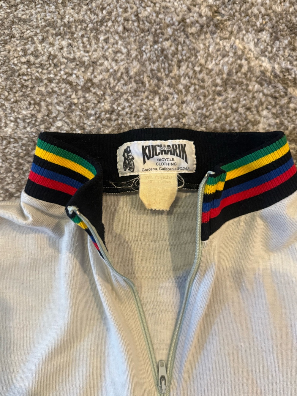 Vintage Kucharik World Champion UCI Rainbow Stripe Cycling Jersey size XL - Picture 2 of 3